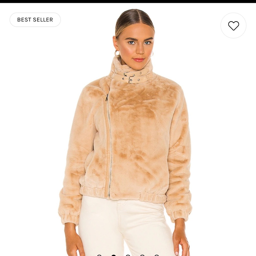 Revolves Bubish Orlando Faux Fur Moto Beige Jacket